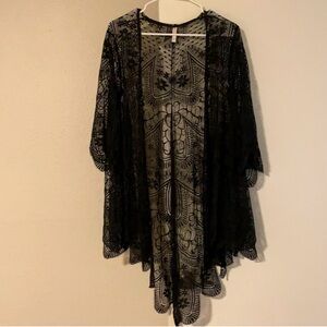 Black Lace Kimono Cardigan